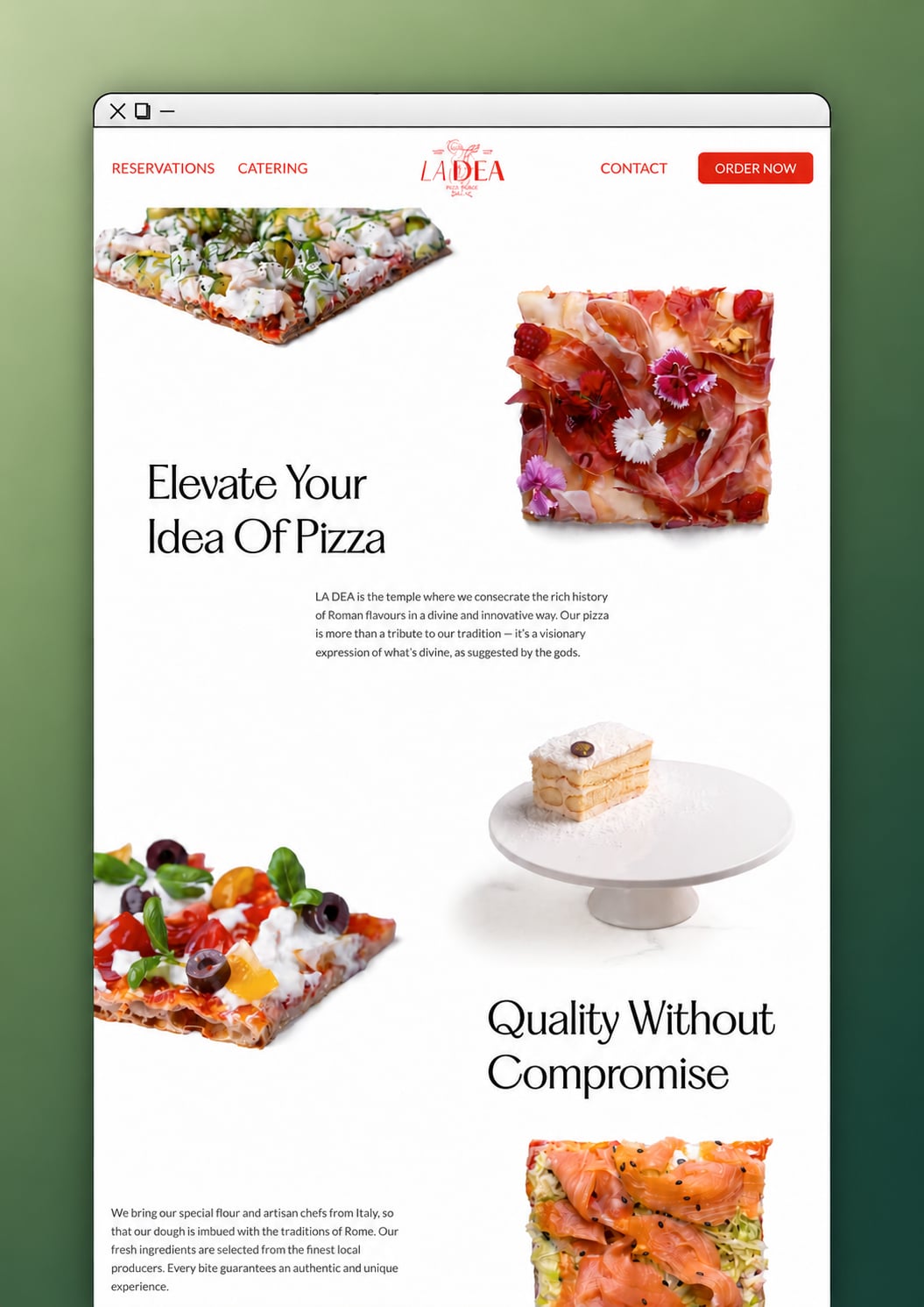 A website we built for a restaurants business